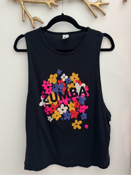 Zumba Fitness Tops - Zumba Fitness Black Floral Logo Tank with Multicolor Blossoms